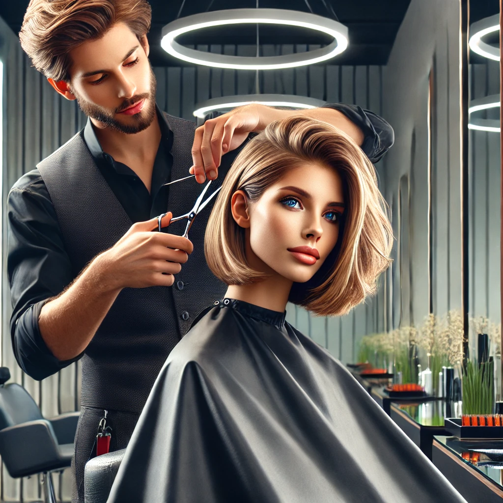 Hair Salon Services at Iconiq Hair Salon in Cairns, showcasing a professional women's haircut tailored to face shape, style, and preferences.